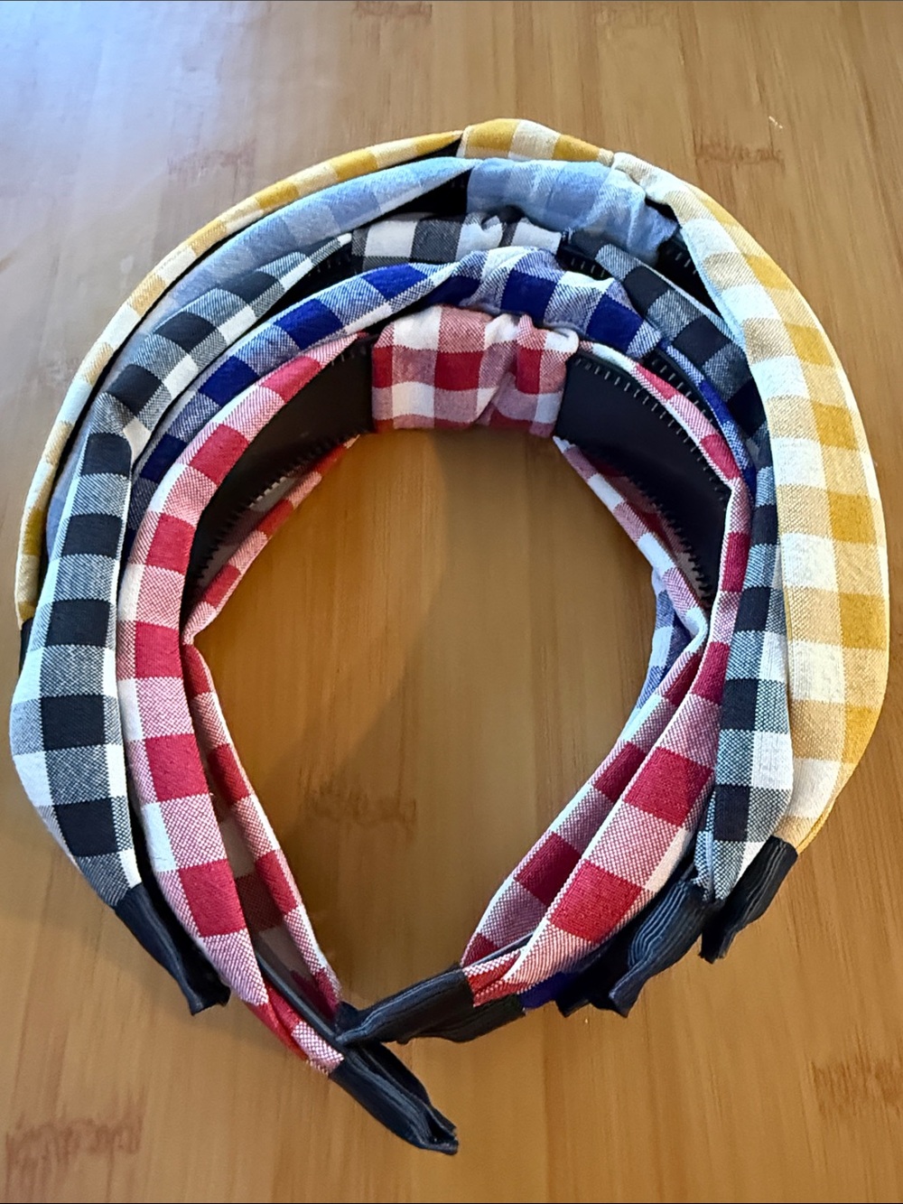 NWOT Colorful Checkered Headbands with Bows
